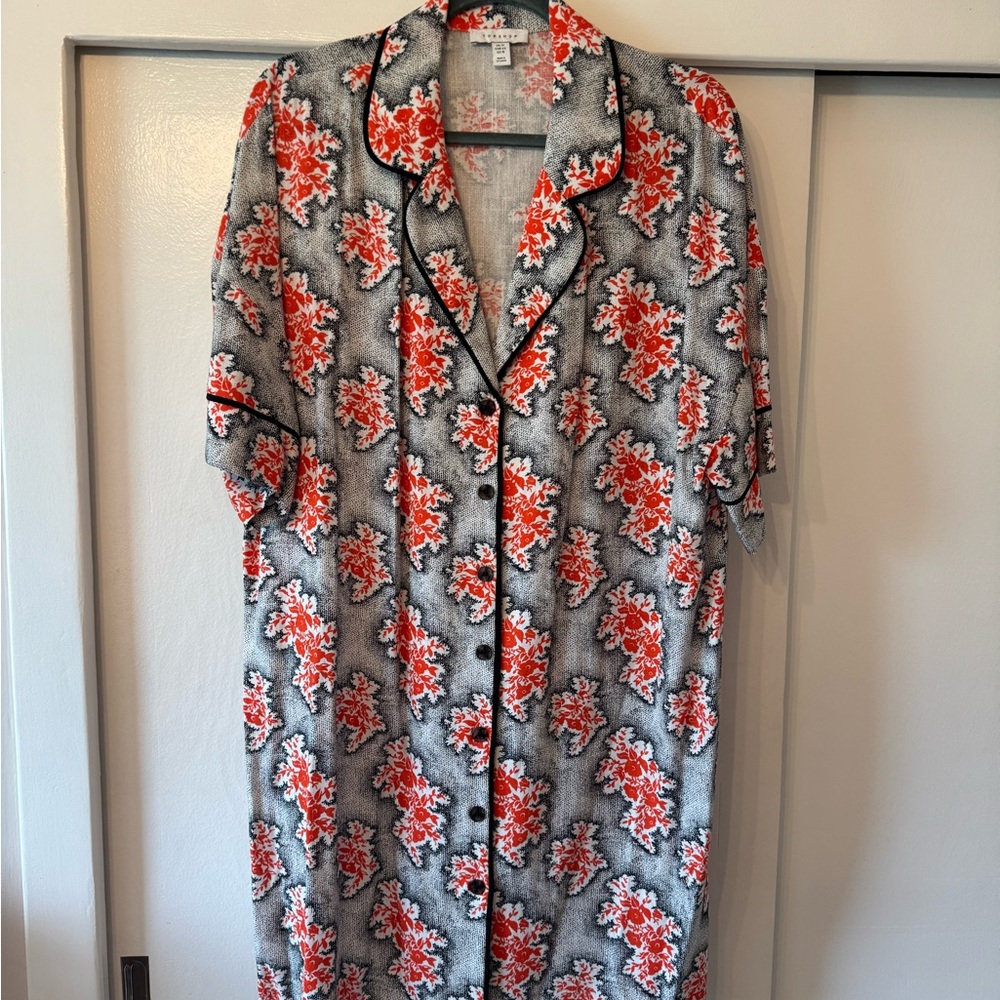 Topshop Red and Gray Floral Dress
